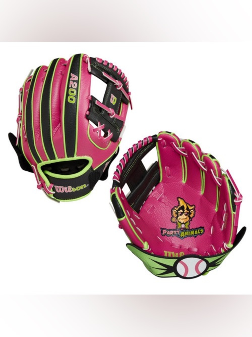 Wilson Party Animals Pink and Black Youth Baseball Glove